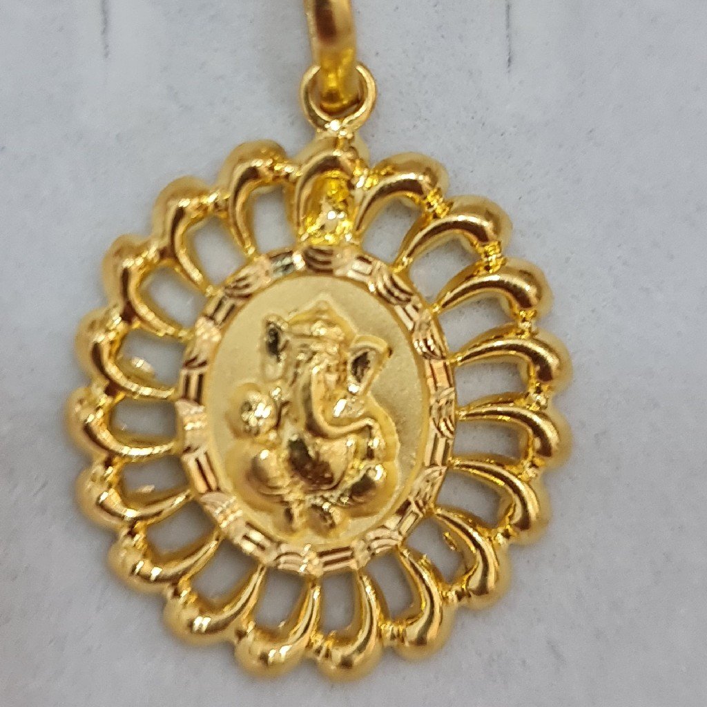 916 hallmark gold ganeshji pendant